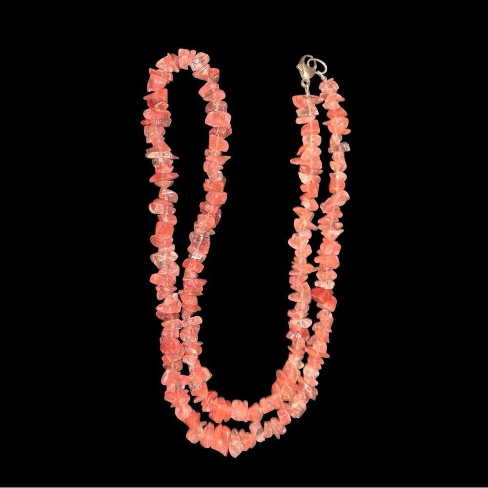 Vintage Cherry Quartz Healing Necklace Calming Tranquility